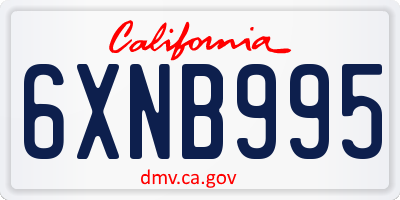 CA license plate 6XNB995