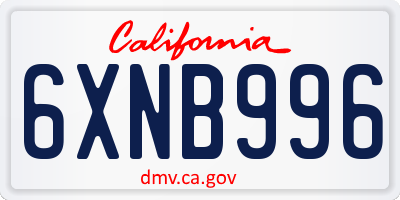 CA license plate 6XNB996