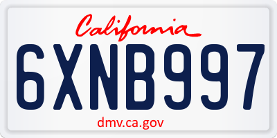 CA license plate 6XNB997