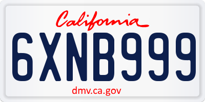 CA license plate 6XNB999