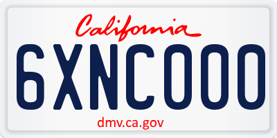 CA license plate 6XNC000