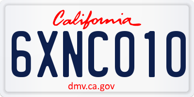CA license plate 6XNC010