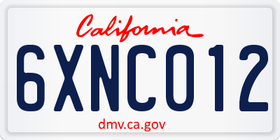 CA license plate 6XNC012