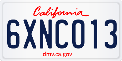 CA license plate 6XNC013