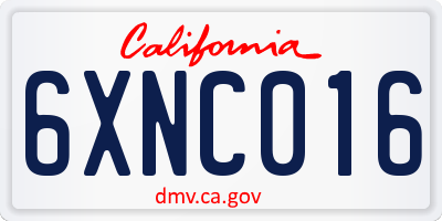 CA license plate 6XNC016