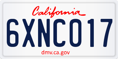 CA license plate 6XNC017