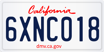 CA license plate 6XNC018