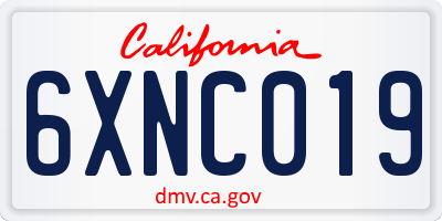 CA license plate 6XNC019