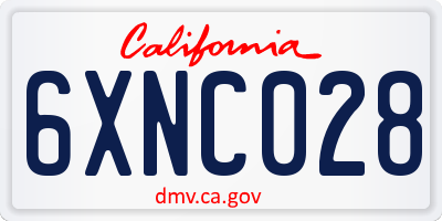 CA license plate 6XNC028