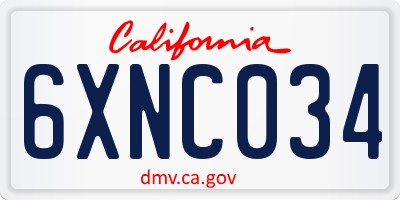 CA license plate 6XNC034