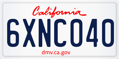 CA license plate 6XNC040