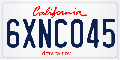 CA license plate 6XNC045