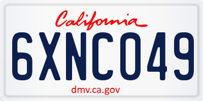 CA license plate 6XNC049