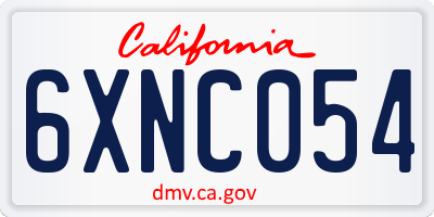 CA license plate 6XNC054