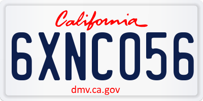 CA license plate 6XNC056