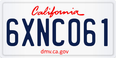CA license plate 6XNC061