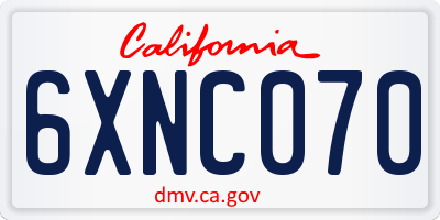 CA license plate 6XNC070