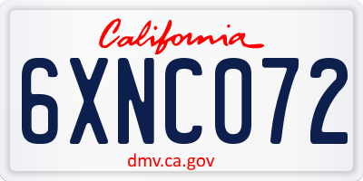 CA license plate 6XNC072