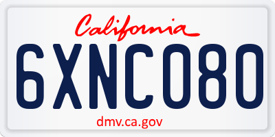 CA license plate 6XNC080