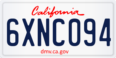 CA license plate 6XNC094