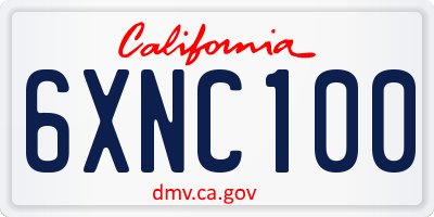 CA license plate 6XNC100