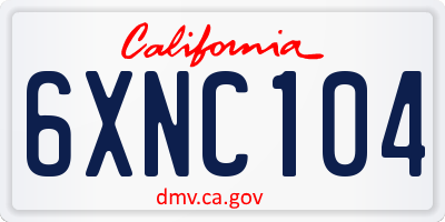 CA license plate 6XNC104