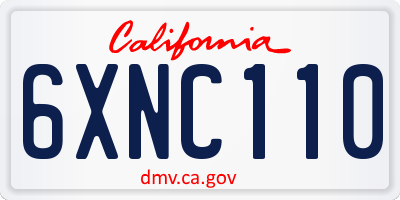 CA license plate 6XNC110