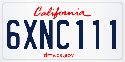 CA license plate 6XNC111