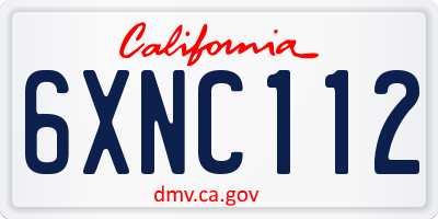 CA license plate 6XNC112