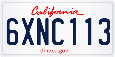 CA license plate 6XNC113