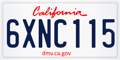 CA license plate 6XNC115