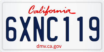 CA license plate 6XNC119
