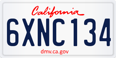 CA license plate 6XNC134