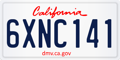 CA license plate 6XNC141