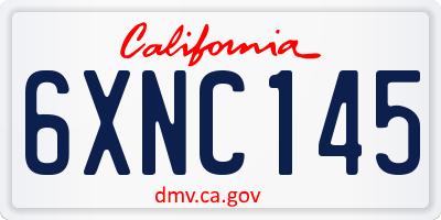 CA license plate 6XNC145