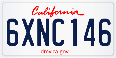 CA license plate 6XNC146