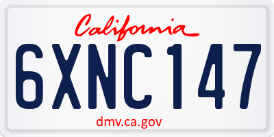 CA license plate 6XNC147