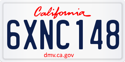 CA license plate 6XNC148