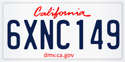 CA license plate 6XNC149