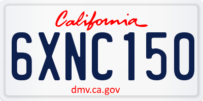CA license plate 6XNC150