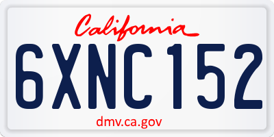 CA license plate 6XNC152