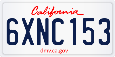 CA license plate 6XNC153