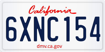 CA license plate 6XNC154