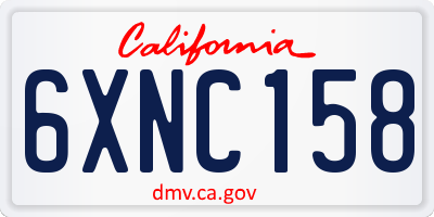 CA license plate 6XNC158