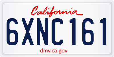 CA license plate 6XNC161