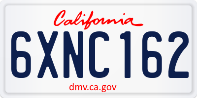CA license plate 6XNC162