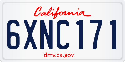 CA license plate 6XNC171