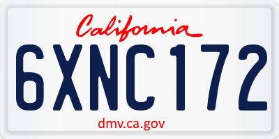 CA license plate 6XNC172