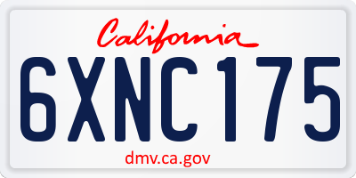 CA license plate 6XNC175