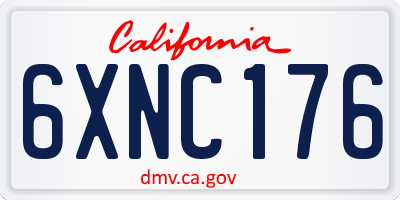 CA license plate 6XNC176